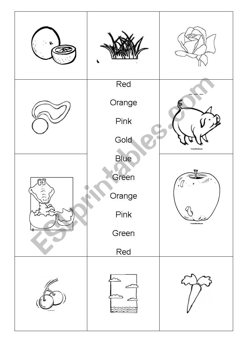 Simple colors matching worksheet