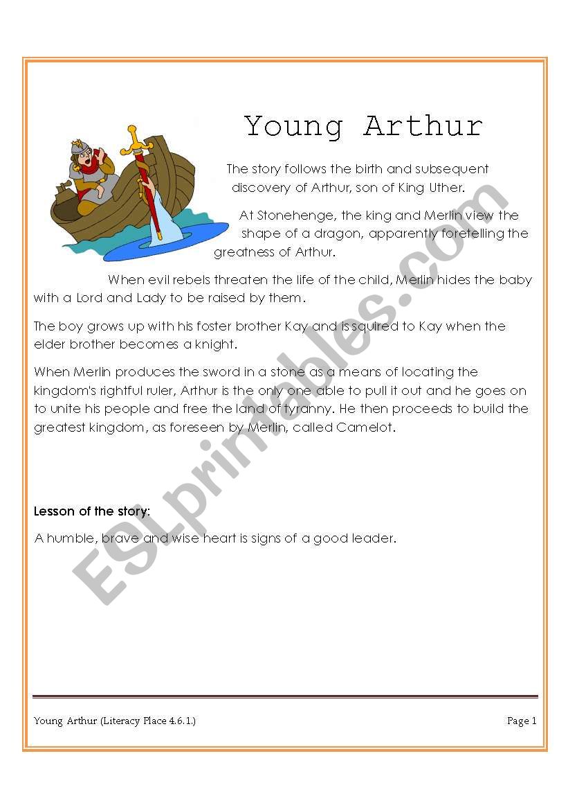 Young Arthur worksheet
