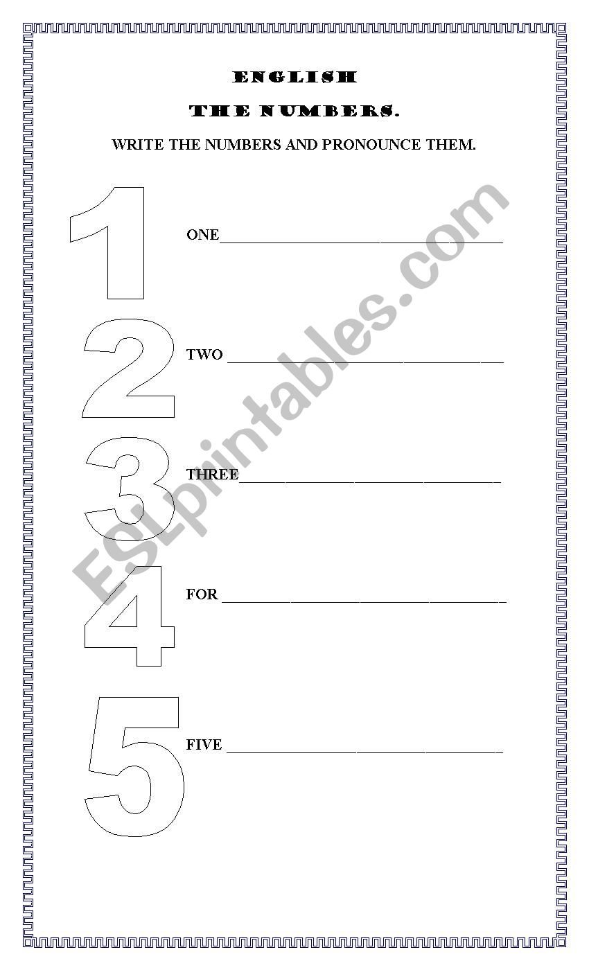 Numbers worksheet