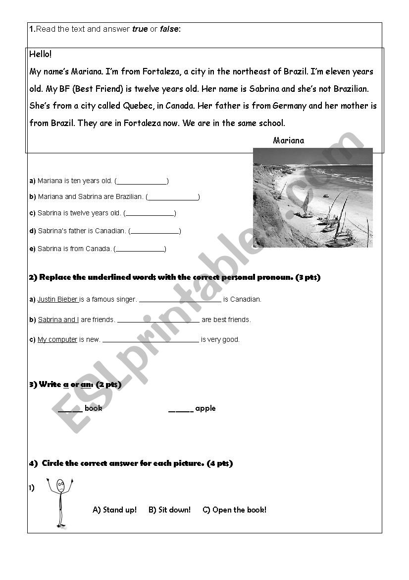 Exam 6th grade worksheet