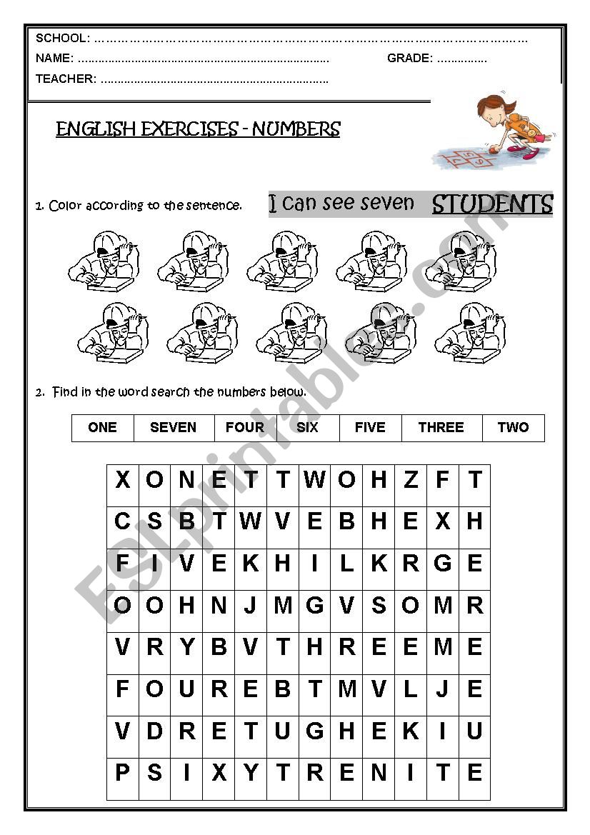 Numbers (1 - 10) worksheet