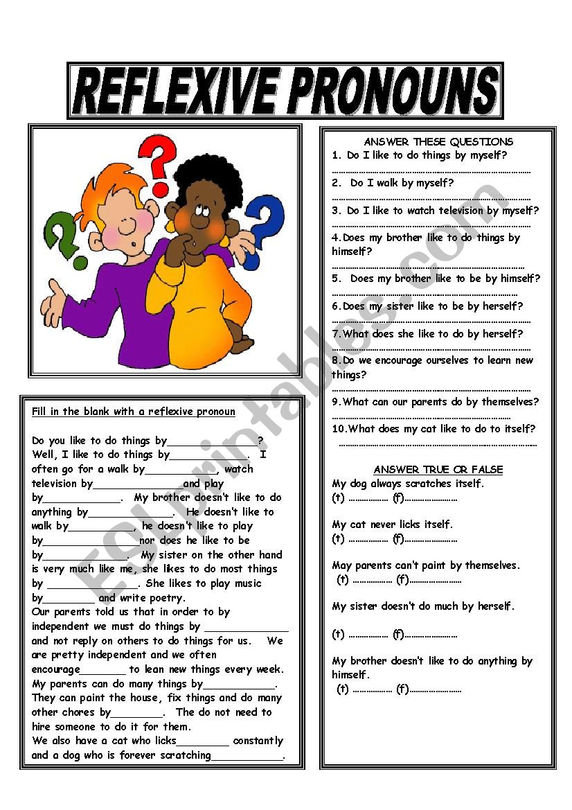 REFLEXIVE PRONOUNS worksheet