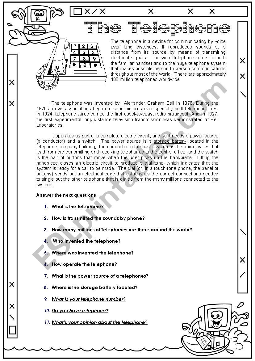 The Telephone worksheet