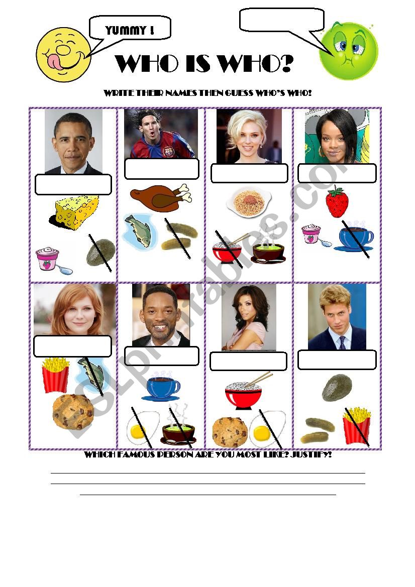 Whos who? worksheet