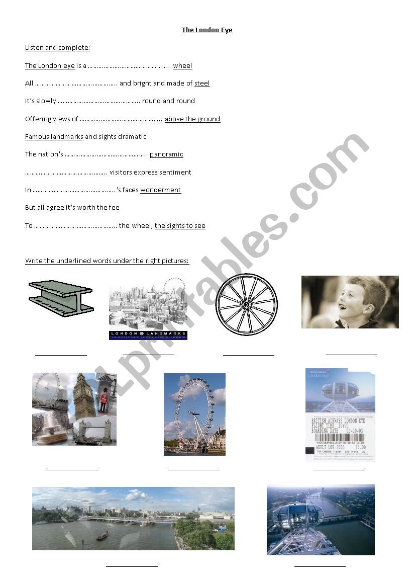 The London Eye worksheet