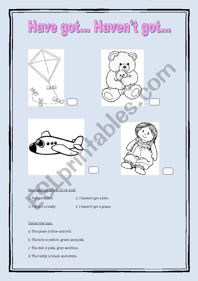 English worksheets: HAVE GOT - HAVEN´T GOT