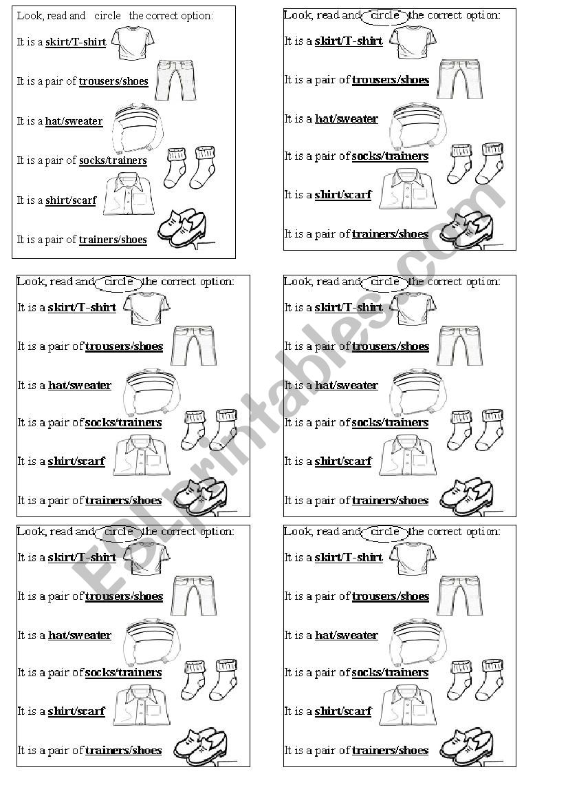 CLOTHES worksheet