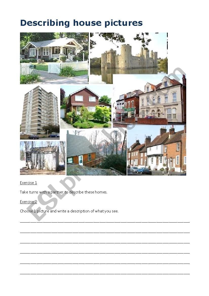 Describing House Pictures worksheet