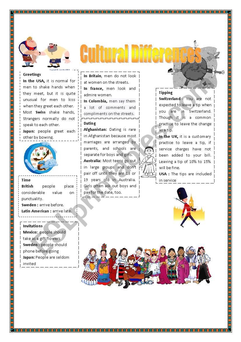 Cultural differences  worksheet