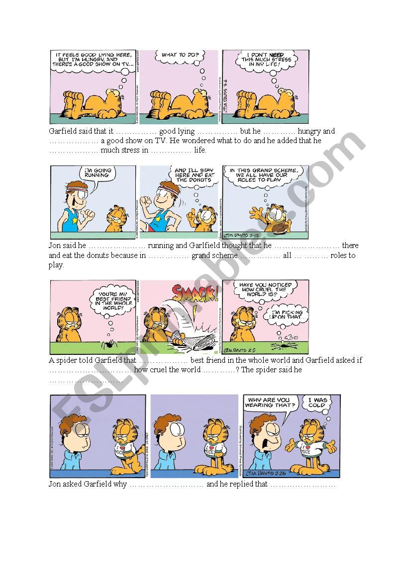 Garfield 1 - Reported Speech worksheet