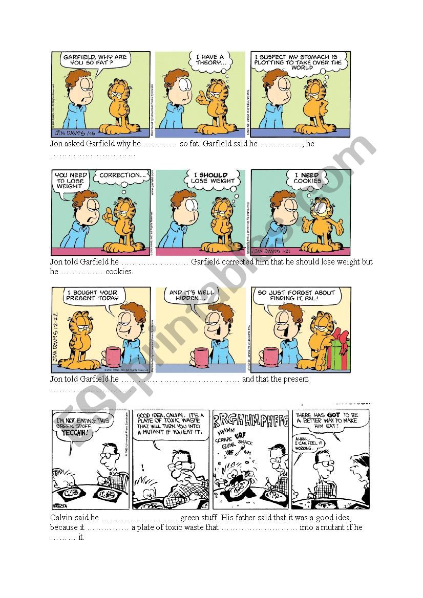 Garfield 2 - reported speech worksheet