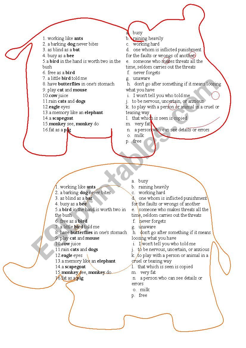 Animals - Idioms worksheet