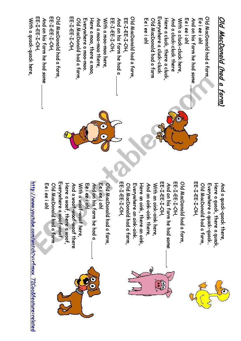 Old MacDonald (had a farm) worksheet