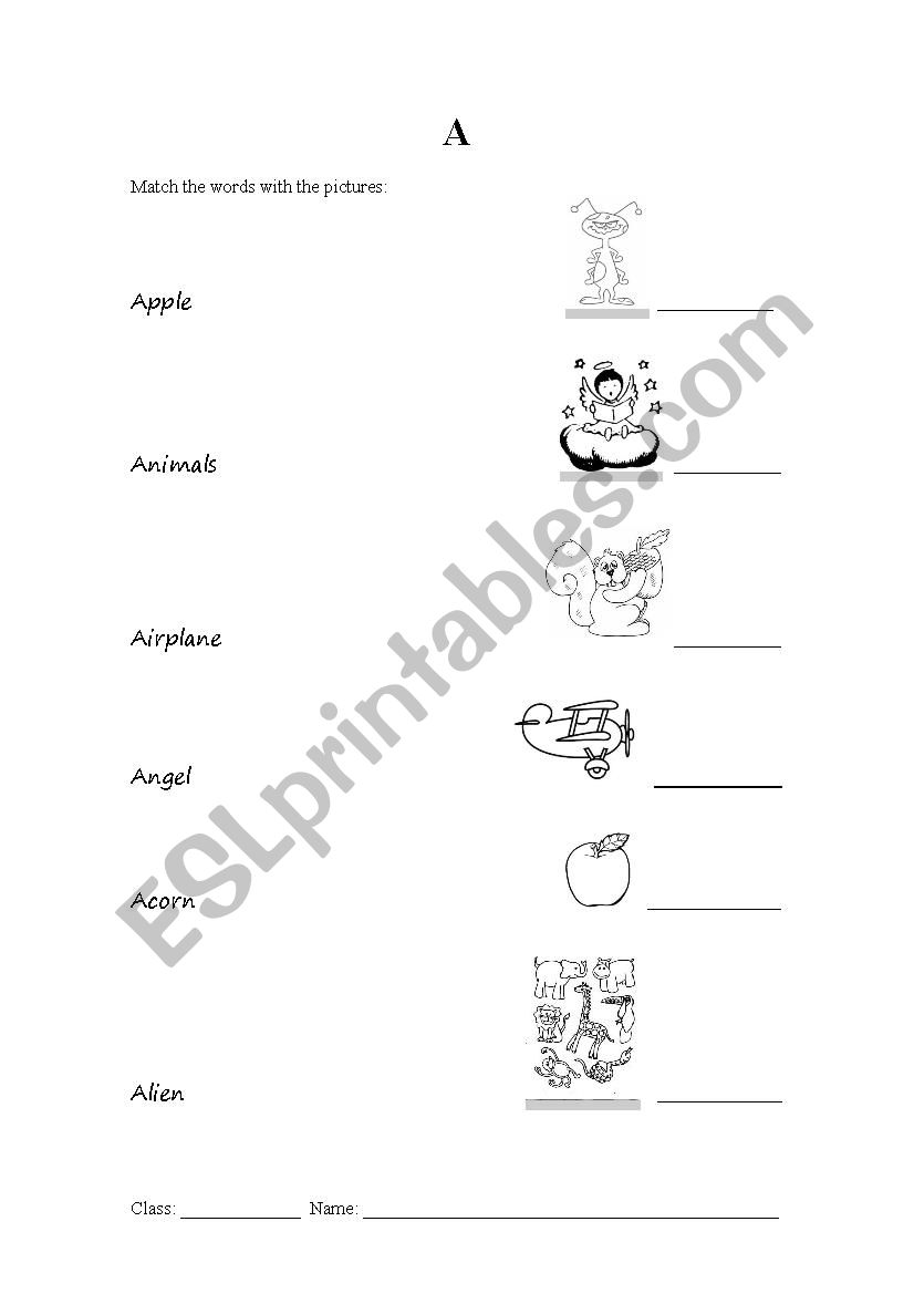 Letter A worksheet