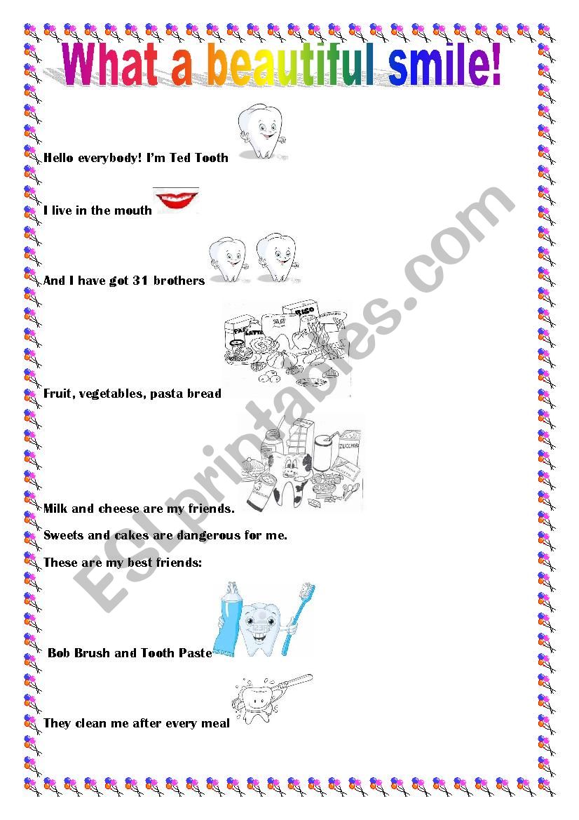 A beautiful smile worksheet