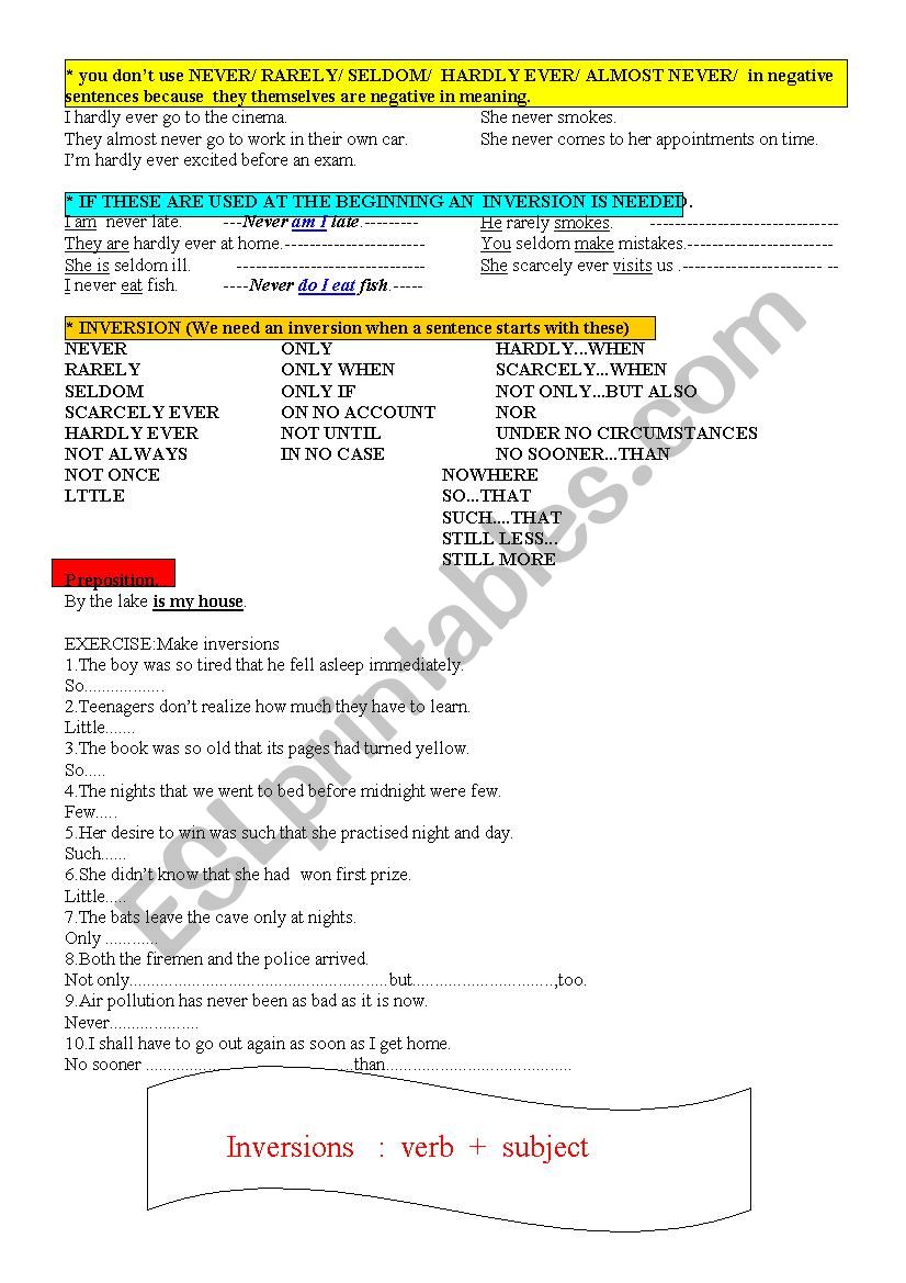 Inversions worksheet