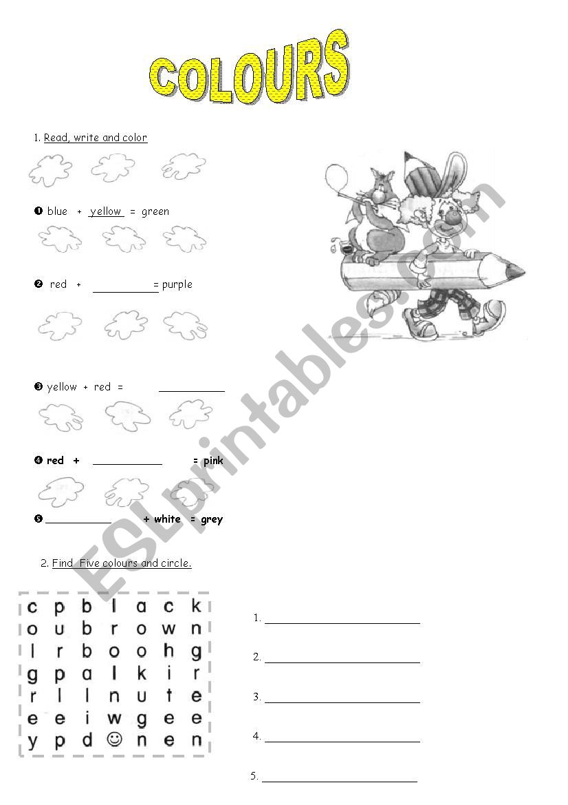 Colour excercises worksheet