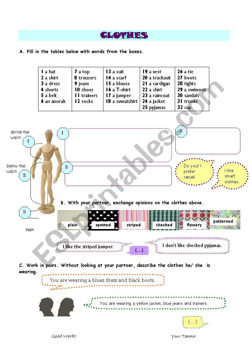 Clothes worksheet