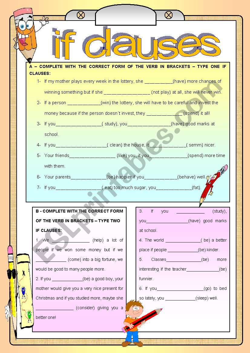 1st and 2nd conditional worksheet