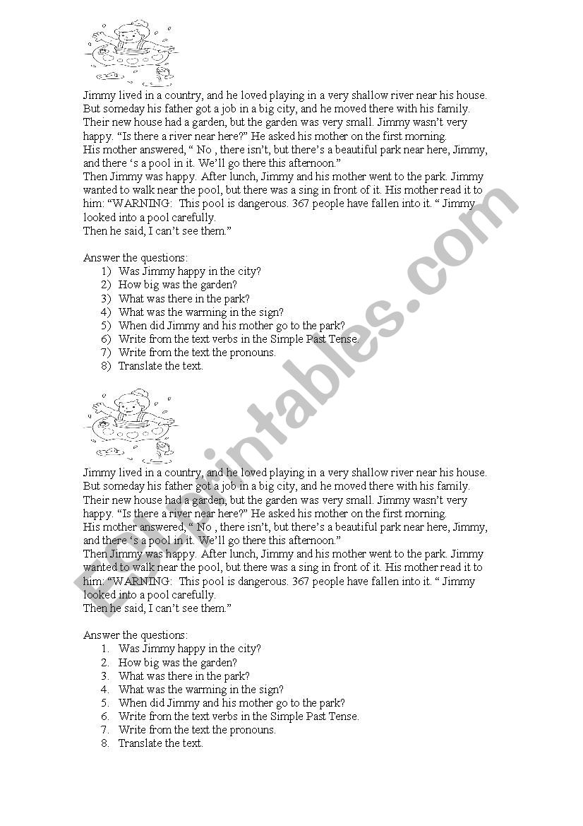 Simple Past test worksheet