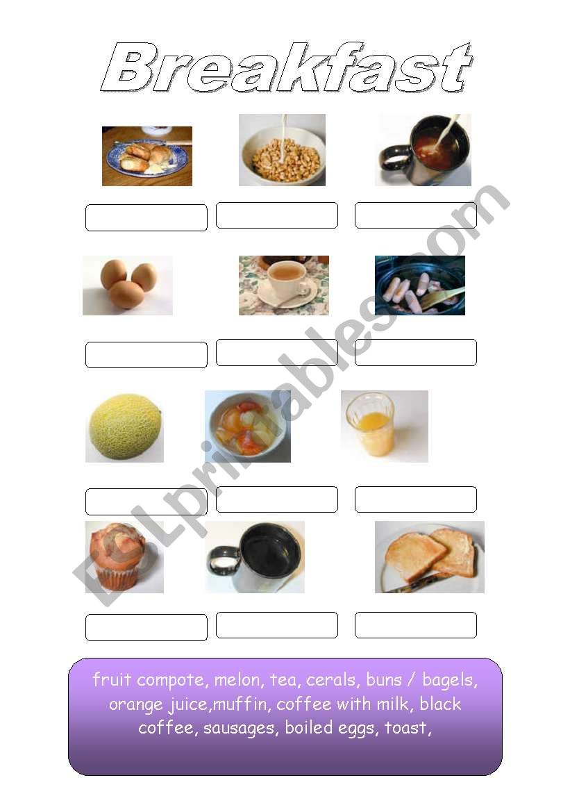 Breakfast worksheet