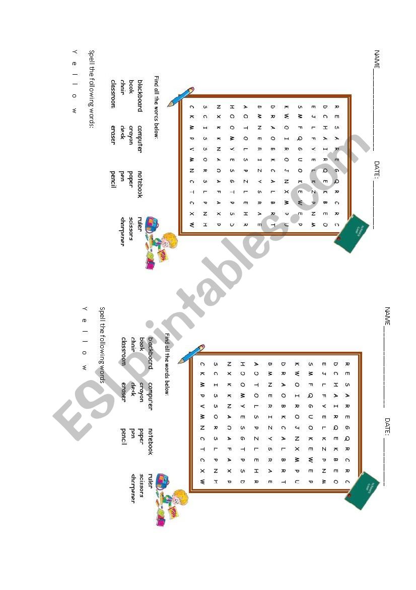 objects and the classroom worksheet