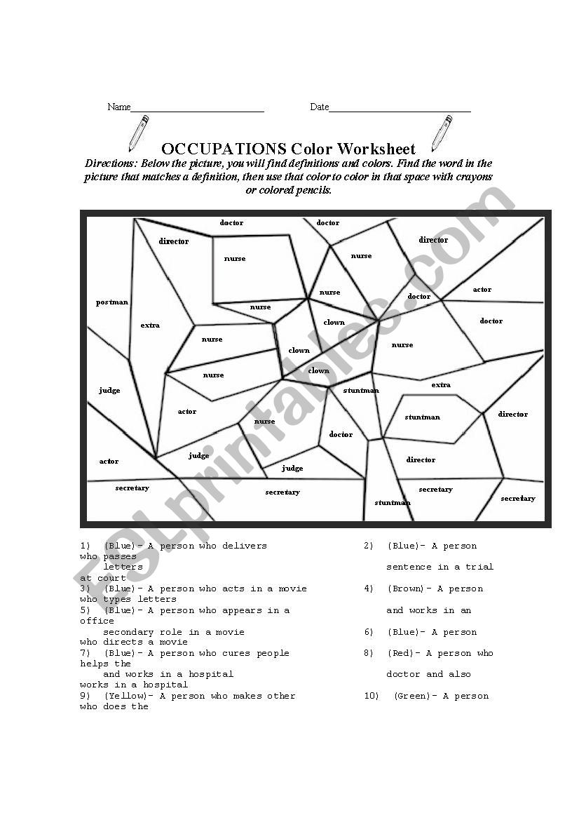Coloring worksheet - Occupations