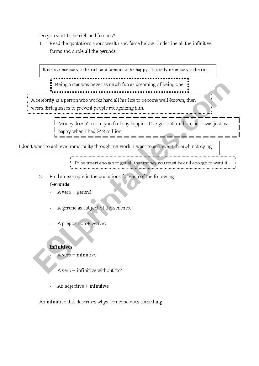 The function of Gerund infinitive