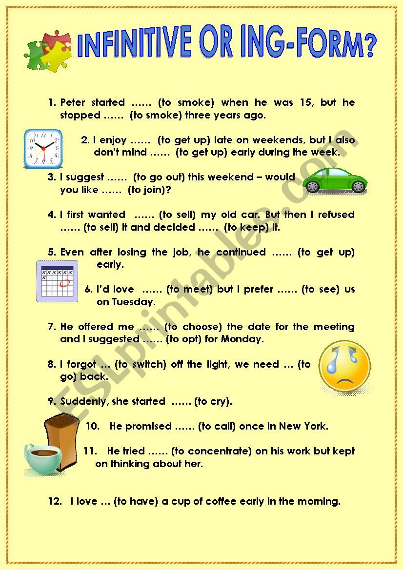 Infinitive or Gerund? worksheet