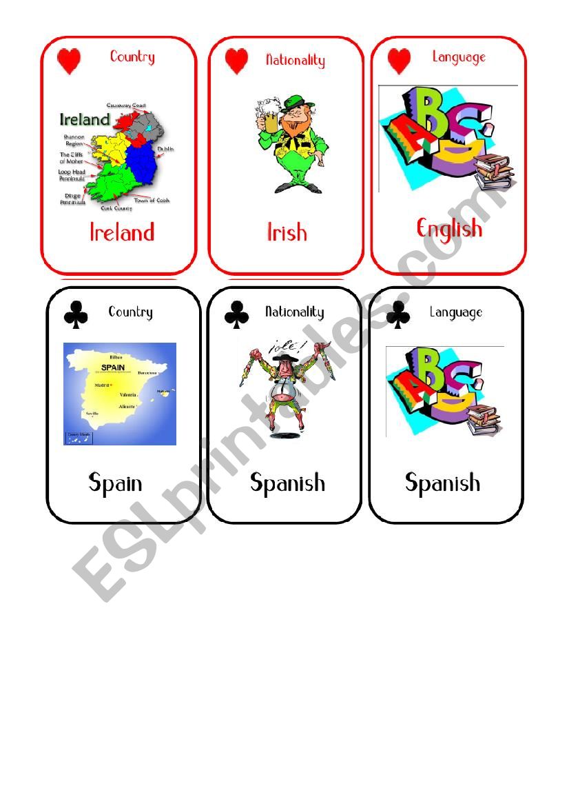 Countries and Nationalities Card Game