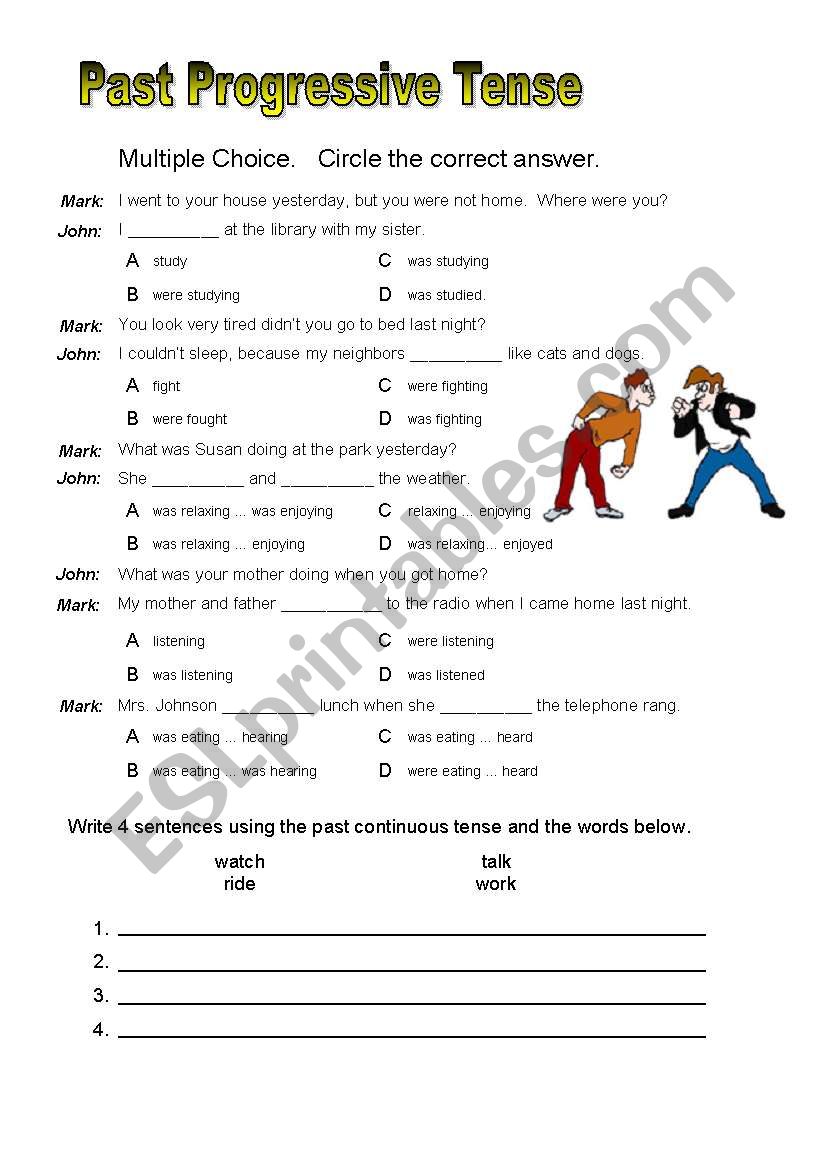 past progressive worksheet