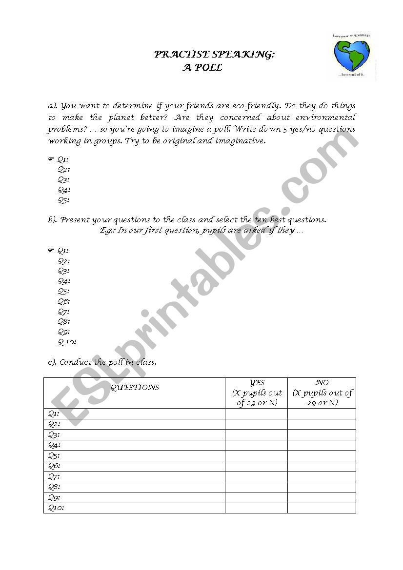 Environment: A poll worksheet