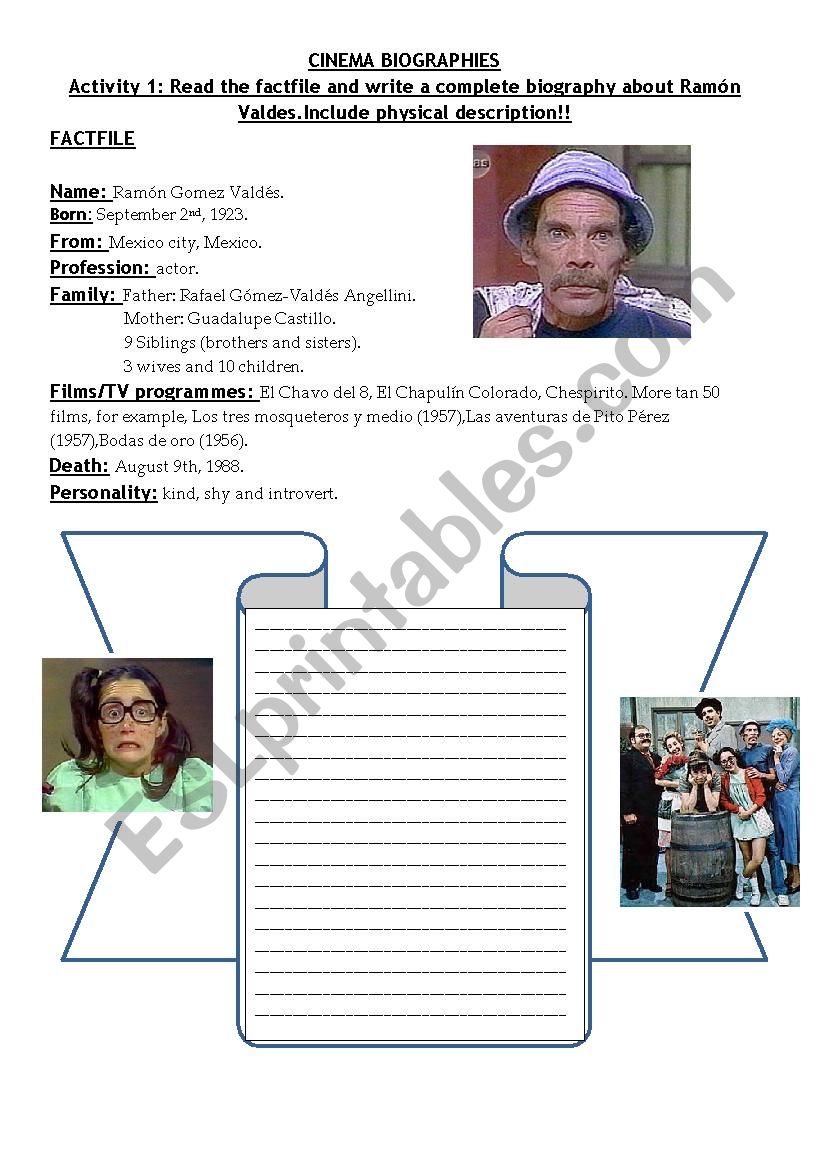 CINEMA BIOGRAPHY worksheet