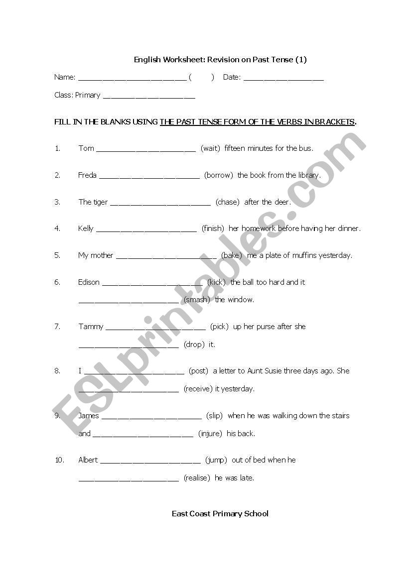 past tense revision worksheet
