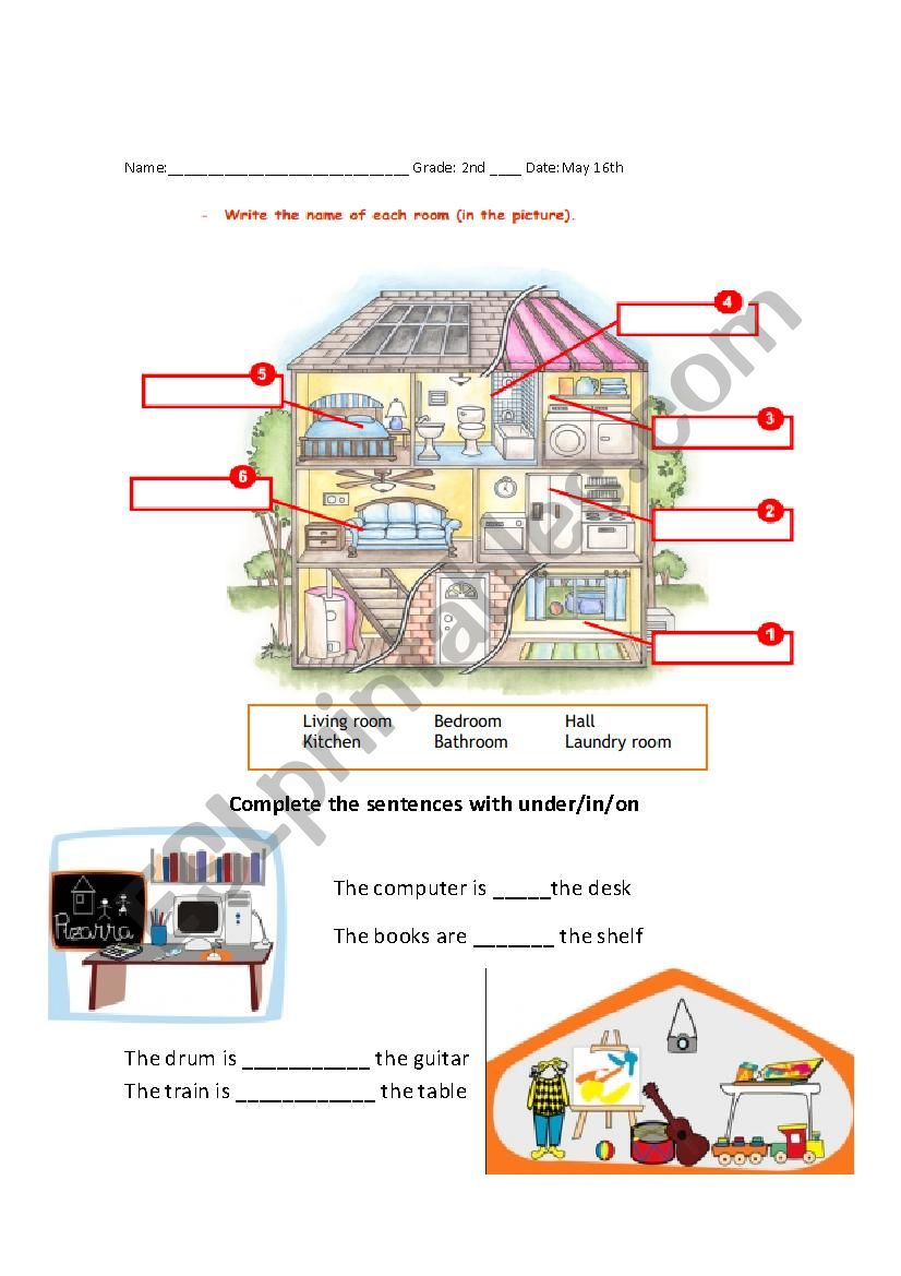 parts of the house worksheet