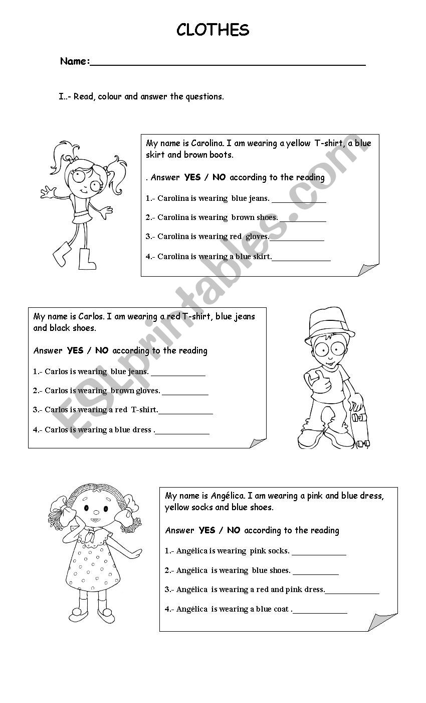 Clothes worksheet