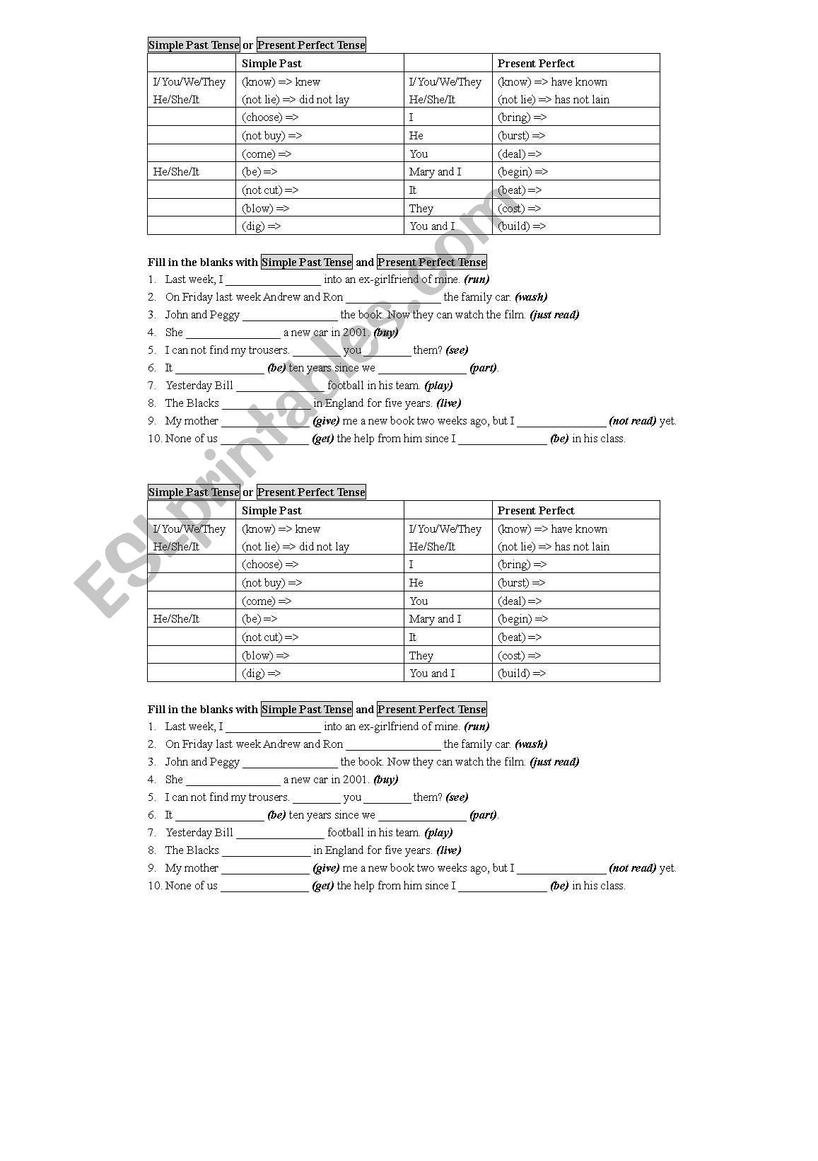 Tenses - Simple Past & Present Perfect