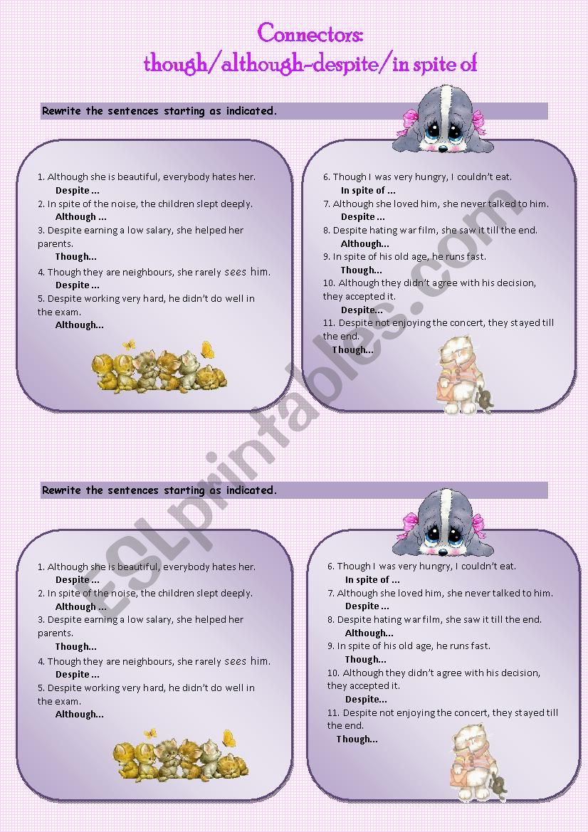 Connectors worksheet