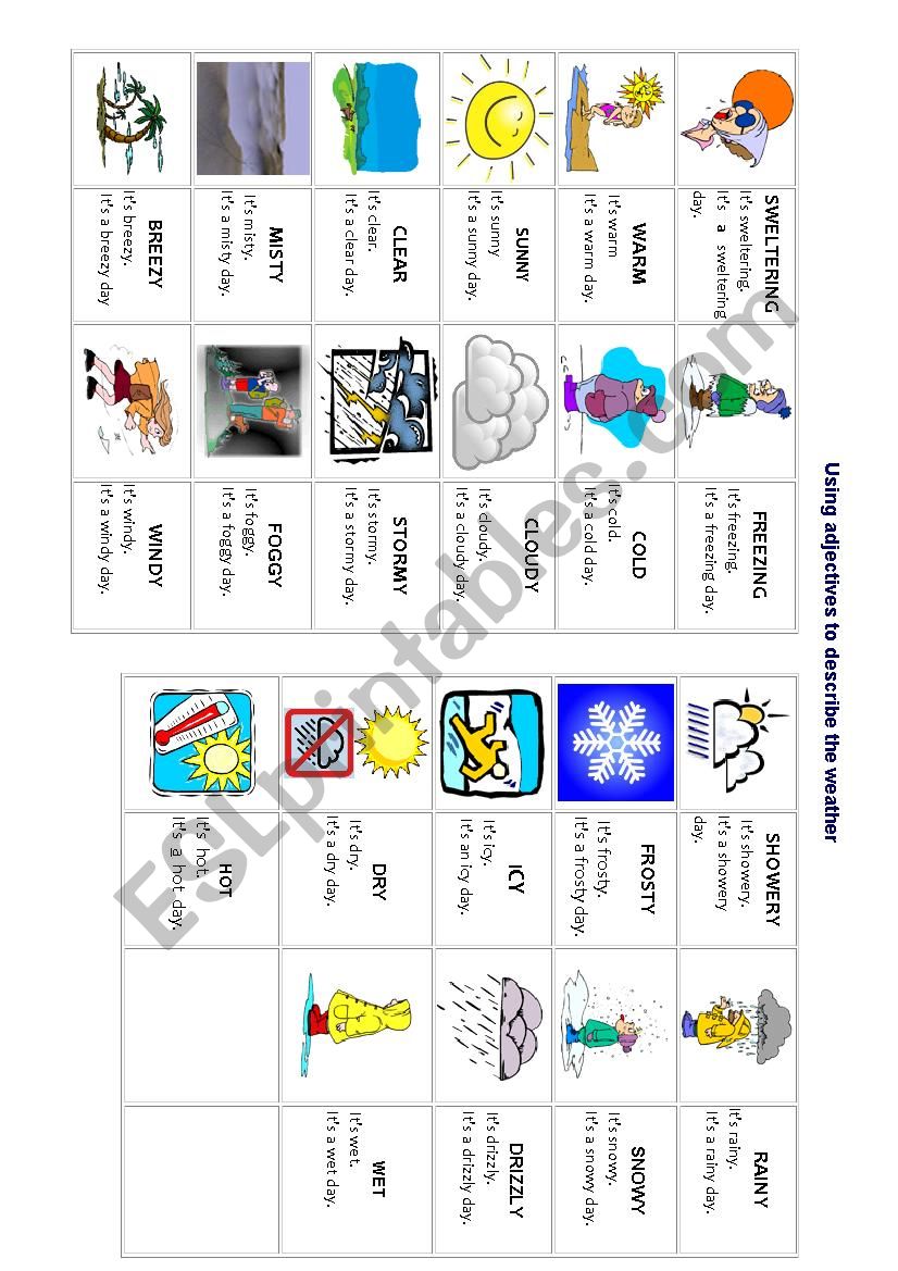 Weather description worksheet