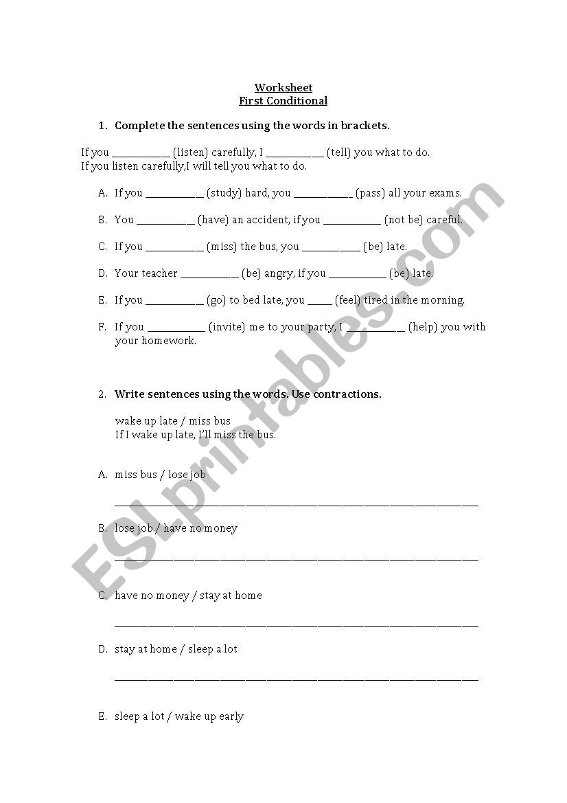 First Conditional worksheet