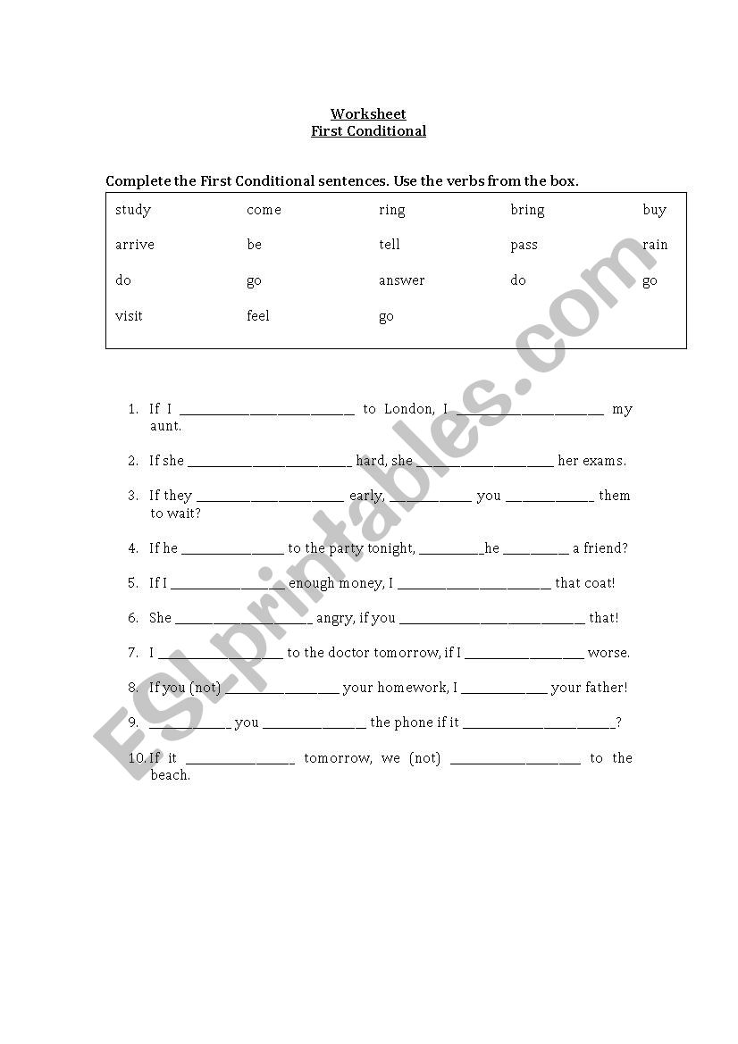 First Conditional worksheet