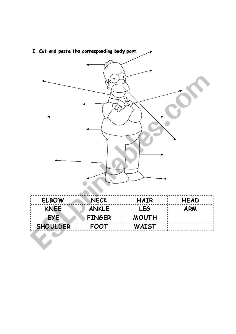 Body Parts worksheet