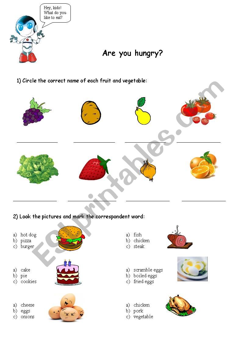 Are you hungry worksheet