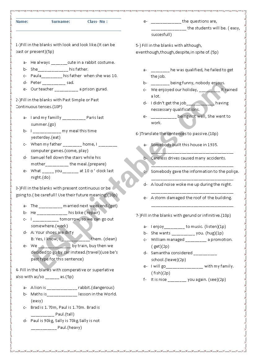 Mixed Intermediate worksheet