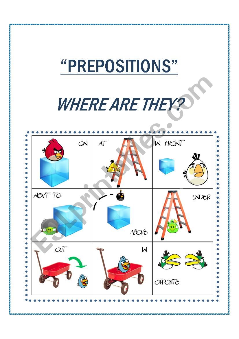 PREPOSITIONS PART 1 worksheet