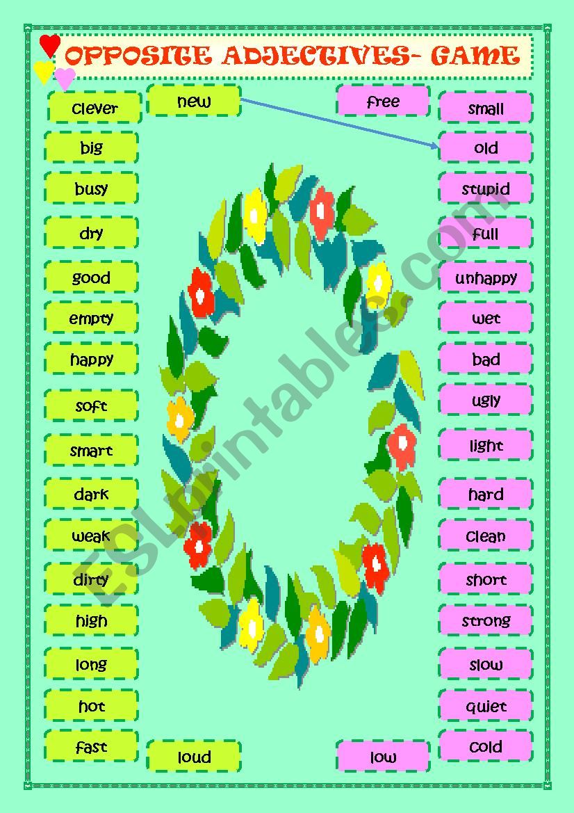 Opposite Adjectives-game worksheet