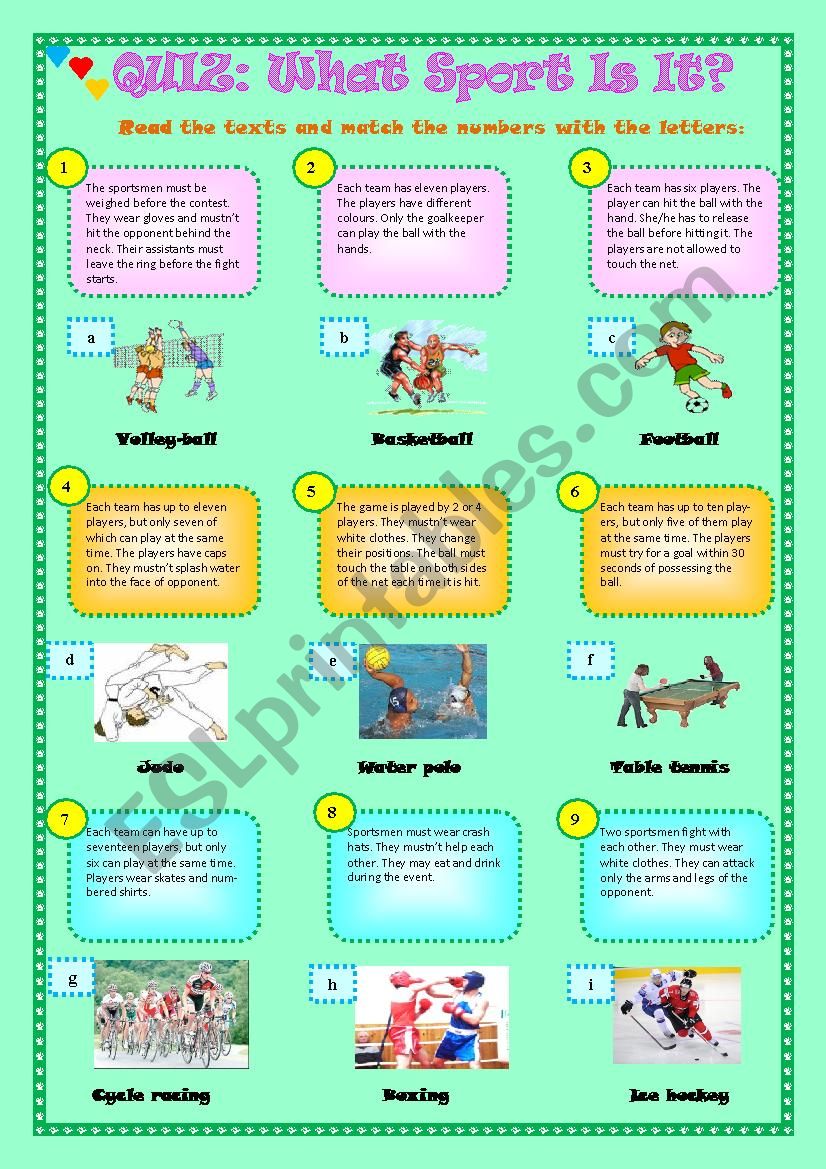 Quiz:What Sport Is It? worksheet