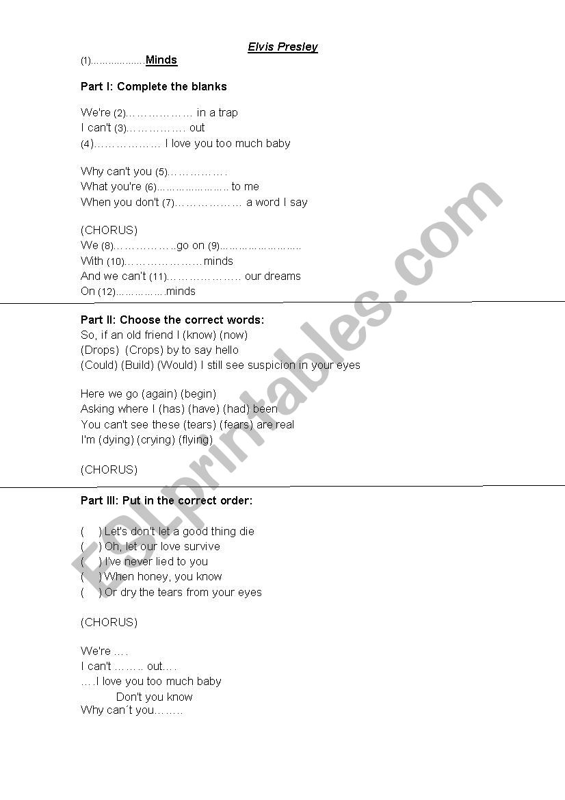 Listen the Music worksheet