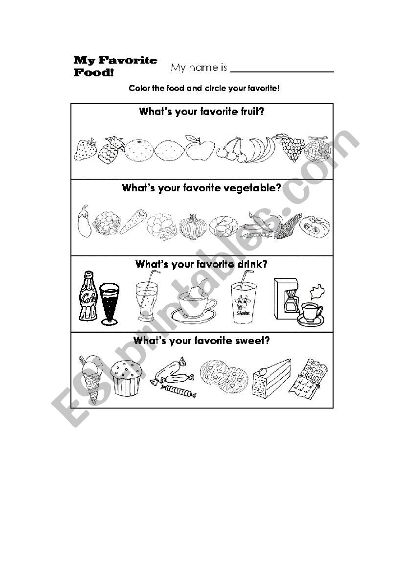 food worksheet