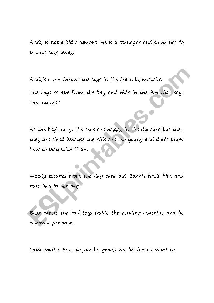 TOY STORY 3 worksheet